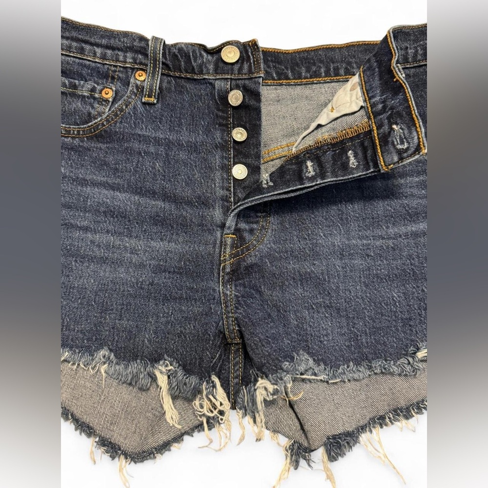 Levi's Distressed‎ Denim High-Rise Cut-Off Shorts - Picture 6 of 9